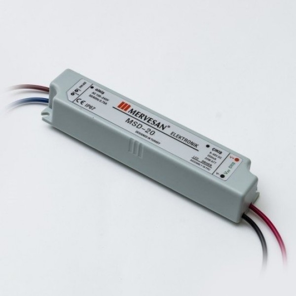 MSD-20-500 20W 9-40Vdc/500mA Sabit Akım IP67 Led Sürücü