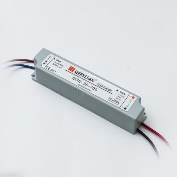 MSD-35-700 35W 9-48Vdc/700mA Sabit Akım IP67 Led Sürücü