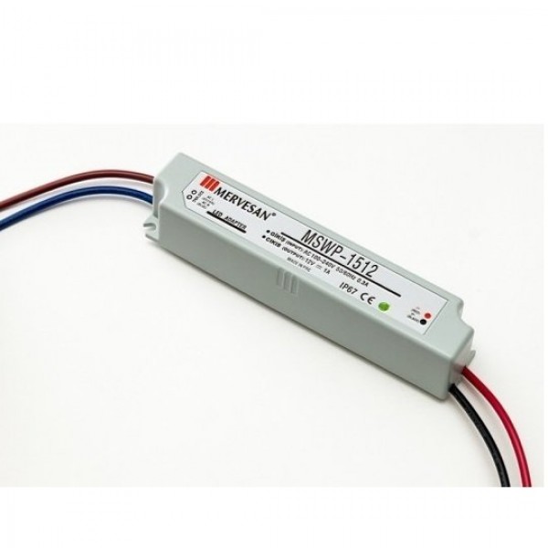 MSWP-15-12 15W 12Vdc/1A Sabit Voltaj IP67 Led Sürücü