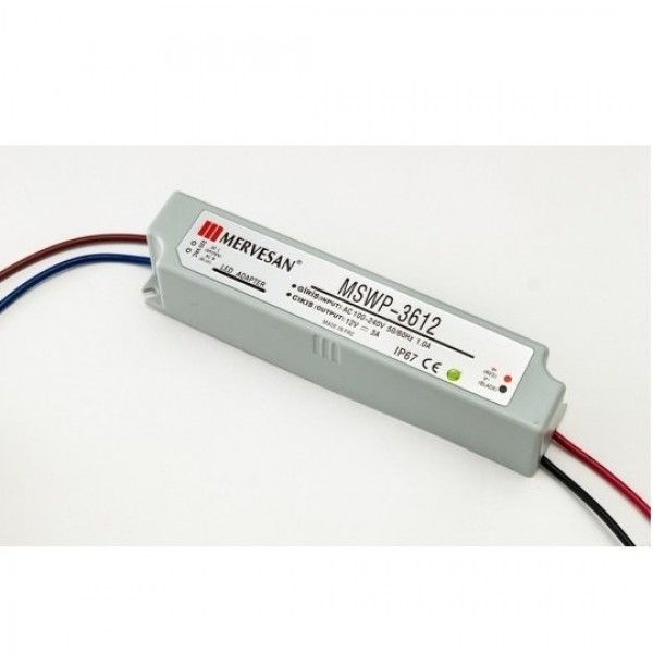 MSWP-36-12 36W 12Vdc/3A Sabit Voltaj IP67 Led Sürücü
