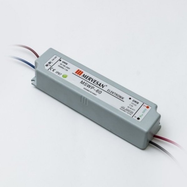 MSWP-60-24 60W 24Vdc/2.5A Sabit Voltaj IP67 Led Sürücü